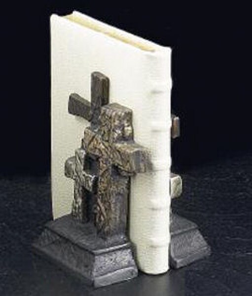 Cross Antique Metal Bookends Set